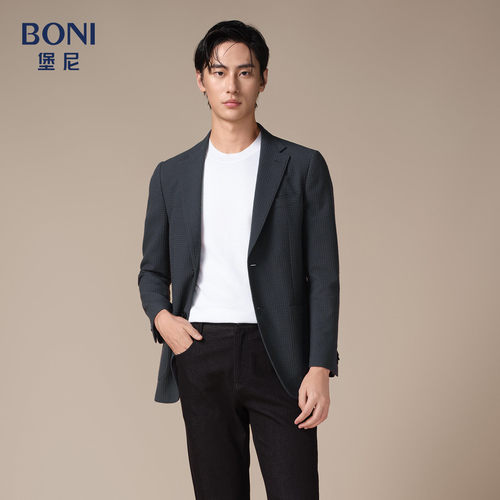 BONI/堡尼新品商务西服肌理羊毛混纺单西上装休闲西装男CS569061B