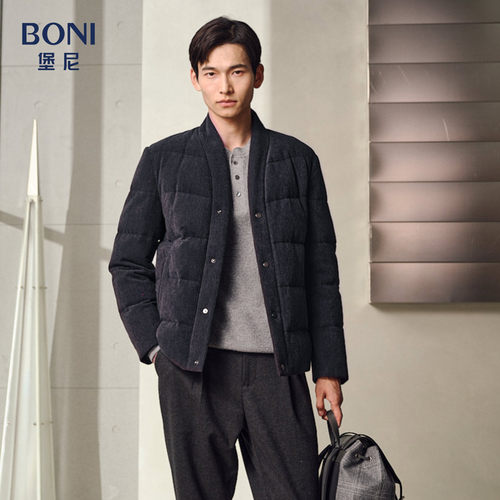堡尼秋冬新品国风领净色短款羽绒服轻商务保暖鹅绒外套EU782101B
