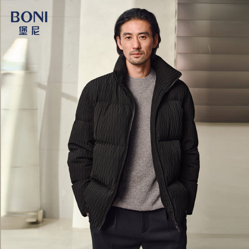 堡尼秋冬新品休闲肌理立领短款羽绒服保暖商务鹅绒外套EU780232H