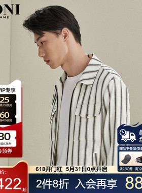 BONI/堡尼新品茄克男士商务夹克休闲简约外套竖条纹上装FL236001B