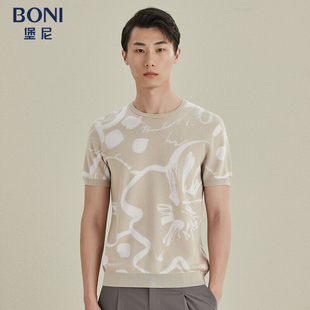 T恤夏季 BONI 堡尼男士 休闲印花短袖 圆领男上衣LL235F31B 新品