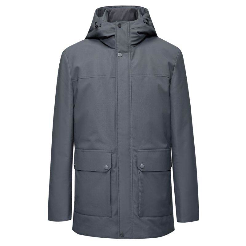 堡尼秋冬新品商务净色羽绒服中长款连帽保暖休闲外套男EO845052B