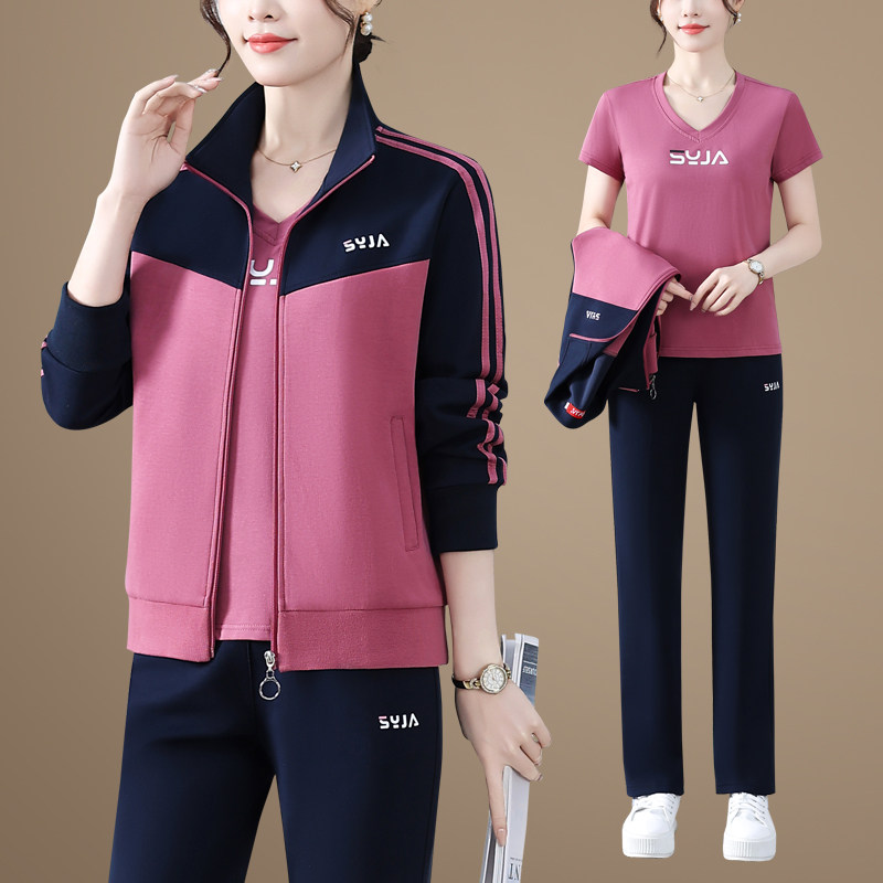 妈妈运动套装女中老年运动服春秋