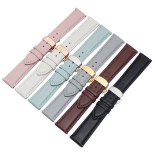 手表带女款真皮 代用天梭卡西欧dw表带女 白色红色皮表带女士表链