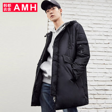 AMH韩版男装冬装2017新款潮连帽中长款羽绒服外套男NQ7208翼