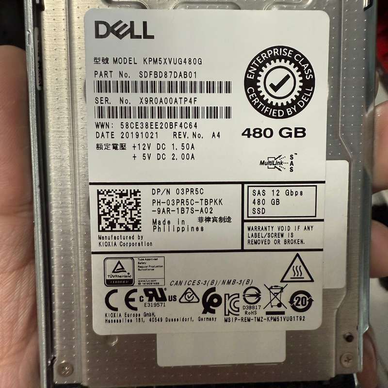 DELL戴尔 480G SAS SSD固态硬盘，型号KPM5--议价商品