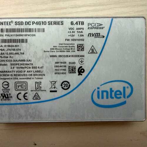 英特尔 SSD DC P4610 6.4TB 2.5寸 U2--议价商品