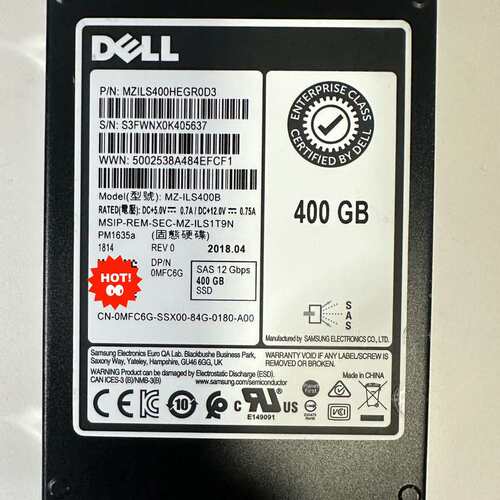 Dell 400G SAS SSD 12GB 0MFC6G--议价商品