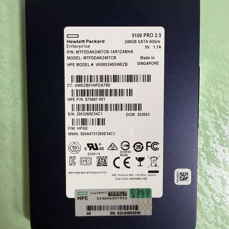 镁光5100 PRO 240G 2.5寸SATA企业级SSD--议价商品