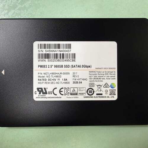 三星PM883 960G 零通电零写入--议价商品