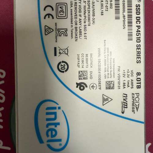 英特尔Intel P4510 8TB 企业级固态硬盘，U.2--议价商品
