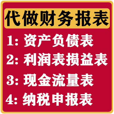 代做财务报表资产负债表利润表现金流量表个体户公司贷款招投标用