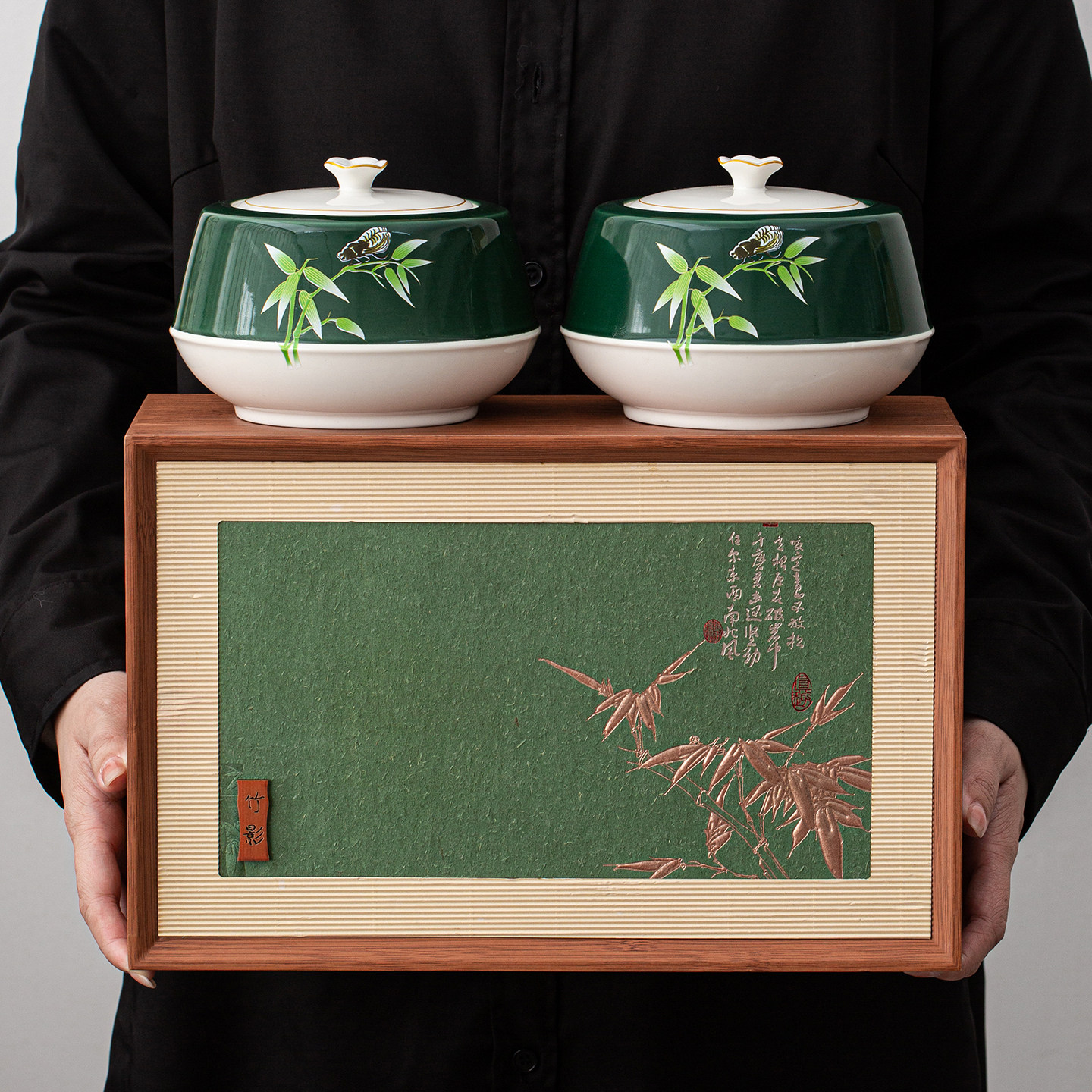 中式陶瓷茶叶罐礼盒装包装盒空礼品盒通用半斤龙井毛尖毛峰碧螺春