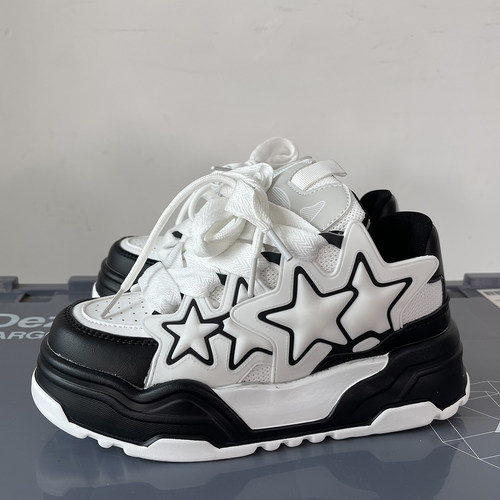 面包鞋男款厚底增高星星鞋2024新款ins国潮设计休闲百搭运动鞋男