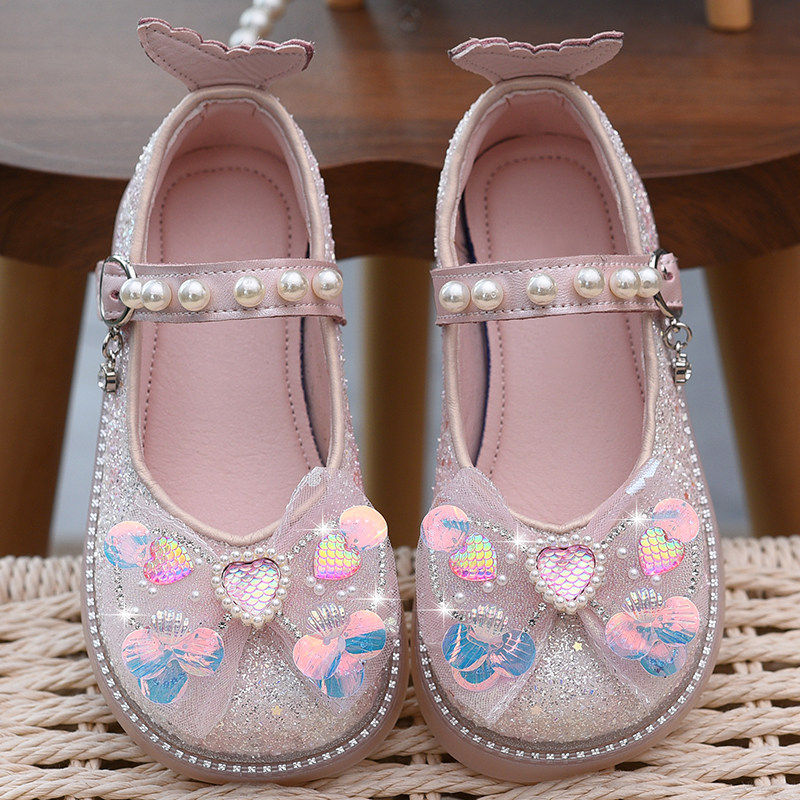 女童水晶鞋艾莎公主鞋子女孩单鞋2026春秋新款配裙子儿童皮鞋洋气