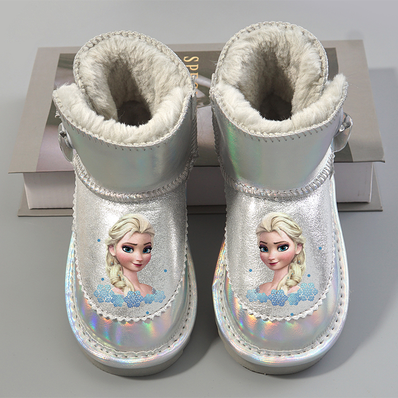 女童雪地靴防水爱莎靴子儿童棉靴