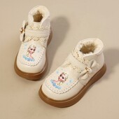 儿童皮鞋 女童靴子冬季 棉鞋 女孩皮靴秋冬洋气冬鞋 公主鞋 子真皮新款