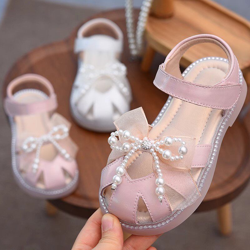 女童鞋子夏2026新款儿童凉鞋女孩夏季鞋蝴蝶包头软底公主鞋子真皮