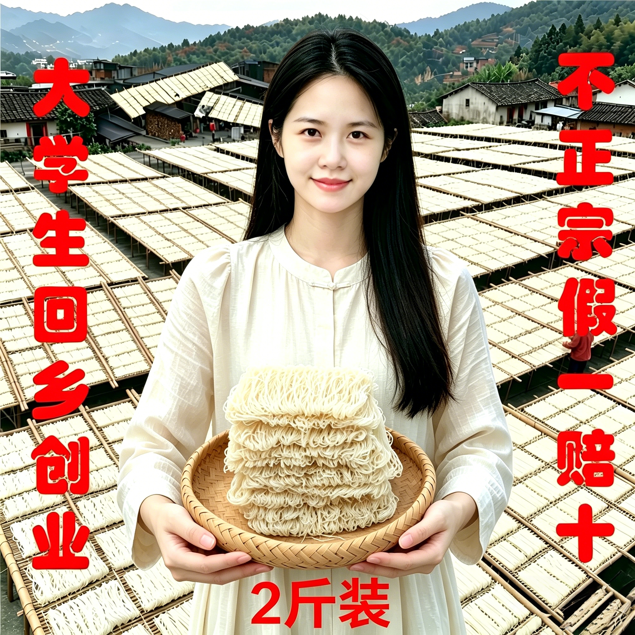 正宗湖头米粉2斤装泉州特产水粉 自产自销农家米线粉丝 不正包退