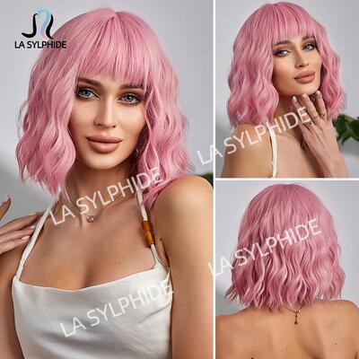 cosplay甜酷高温丝假发女短卷发齐刘海hair机制全头套舒适贴合