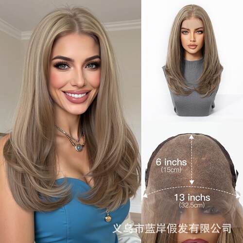 欧美网红热销款大面积蕾丝假发女全头套哑光高温丝化纤发工厂现货