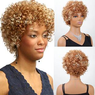 假发 蓬松高温丝化纤假发头套wigs 欧美假发非洲卷短卷发时尚