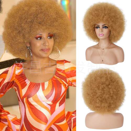 35种颜色现货秒发非洲女士假发头套 Afro Wig蓬松小卷爆炸头
