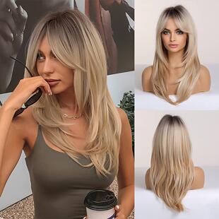 Omber Women可以烫染 Brown Blonde Hair for Synthetic Wigs