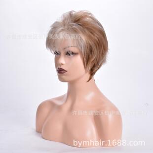 假发 化纤头套外贸女士蓬松直发假发wigs许昌假发 欧美短假发