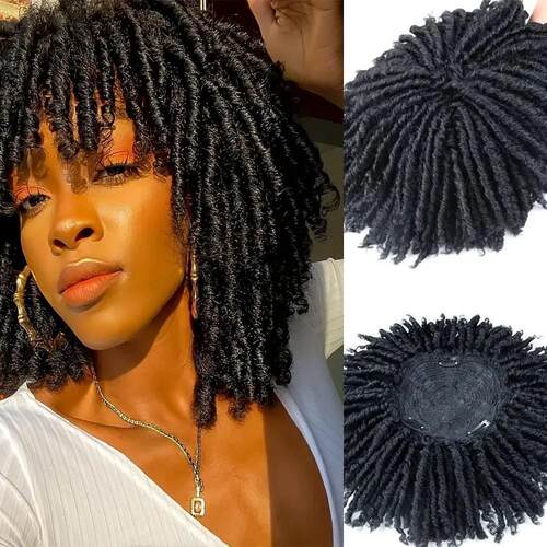欧美假发 非洲假发女钩针发短发化纤头顶补发块脏辫假发wigs