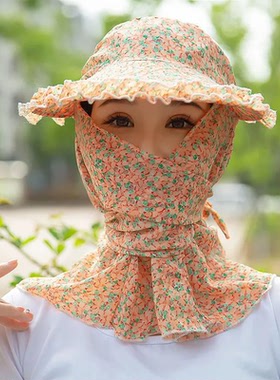 遮阳帽子女夏季太阳遮全脸面罩户外大帽檐防紫外线护颈骑行防晒帽
