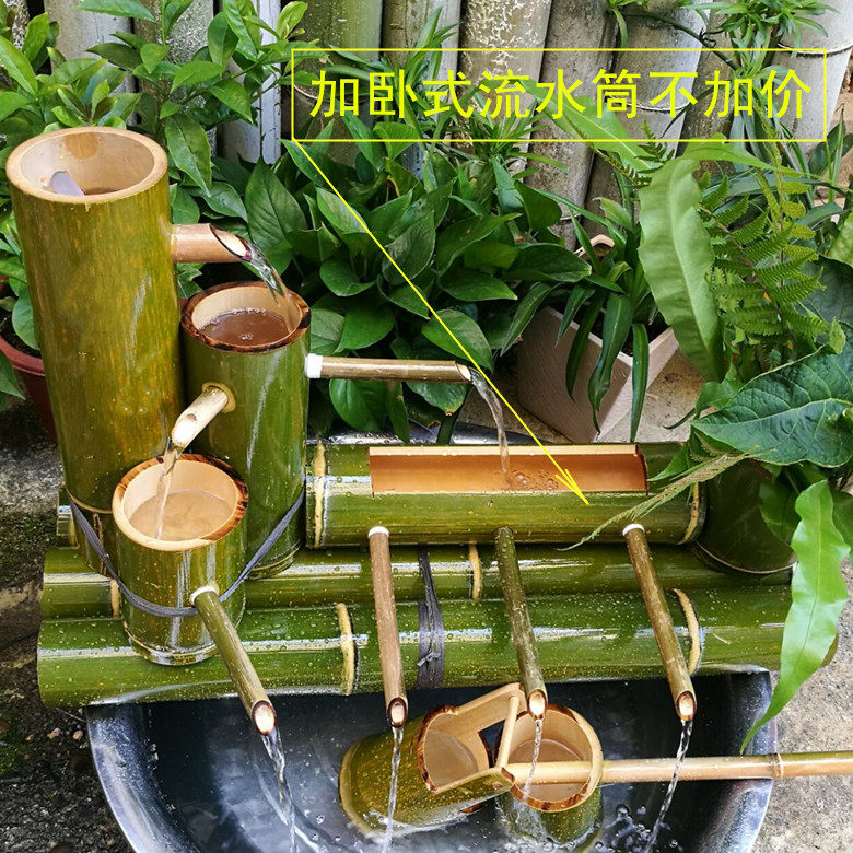 竹子流水/竹流水器/鱼缸石槽鱼池假山流水喷泉摆件/加湿器/竹制品