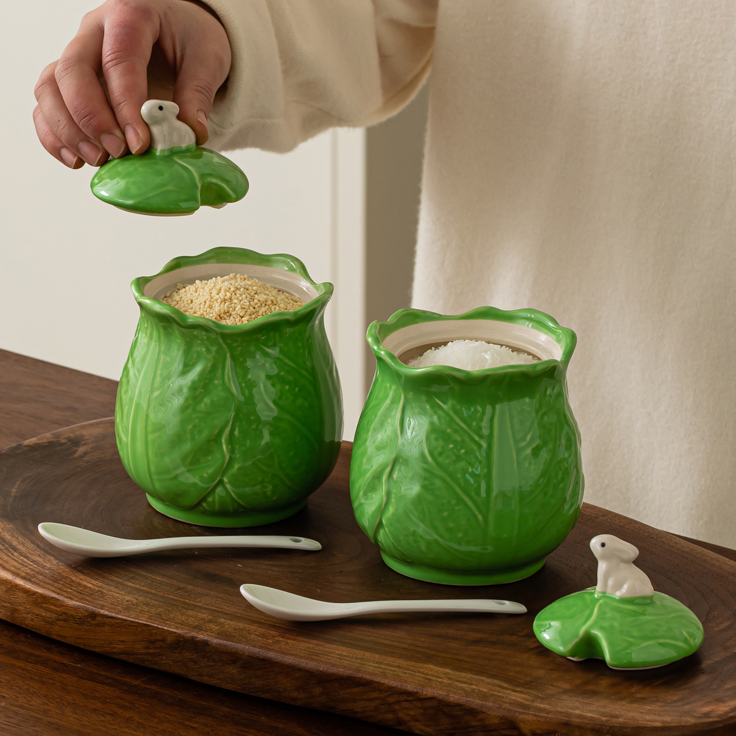 创意白菜陶瓷调味罐套装盐糖罐味精调料盒辣椒油罐厨房调料罐子套,厨房/烹饪用具,调味瓶罐/调料研磨器,淘宝优惠券,粉丝福利购,淘宝优惠卷