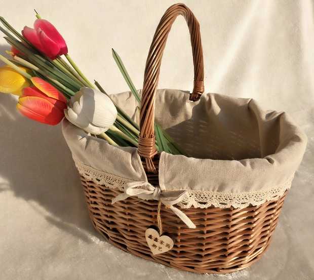 柳编藤编竹编手提篮编织加大田园