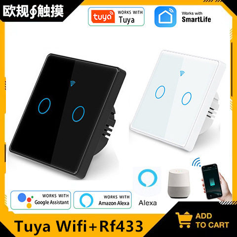 欧规wifi开关涂鸦智能APP手机远程控制触摸面板语音跨境零火通用