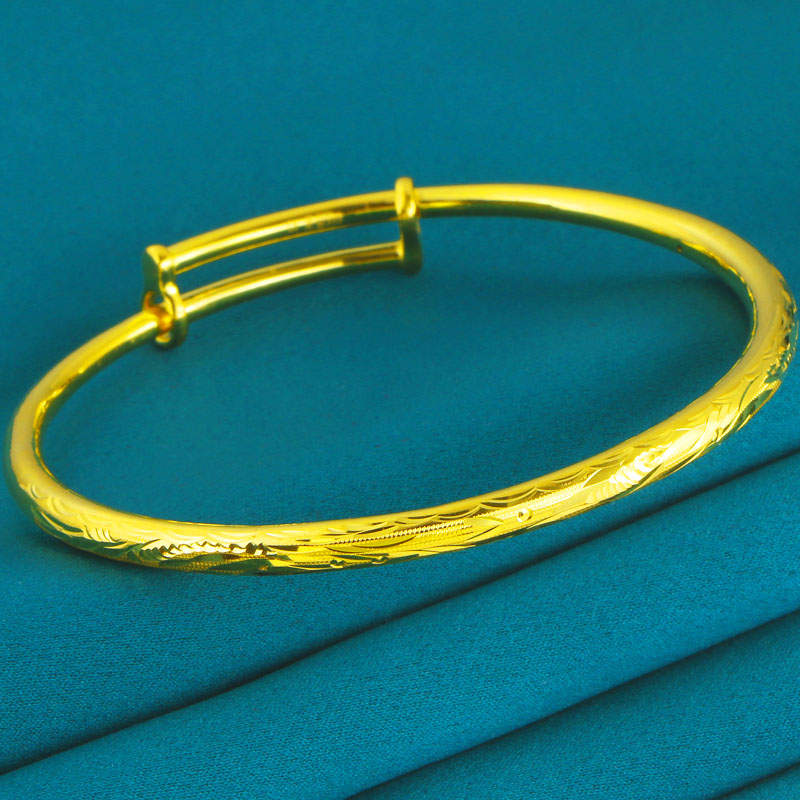 正品黄金手镯女款足金999纯金镯子百搭纯金手环生日礼物送女朋友