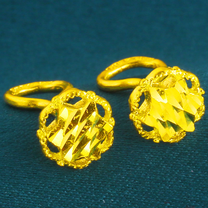 正品黄金耳钉七夕情人节送女友