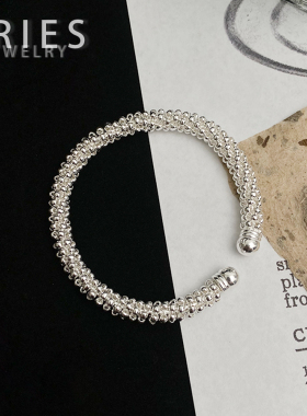 S925银法式风格缠绕圆珠手环