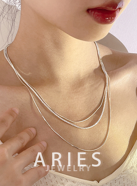 Aries白羊座 s925纯银波光粼粼多层叠戴项链轻奢时尚小众锁骨链