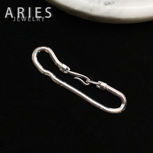 Aries 经典款弯钩刀片蛇骨手链S925纯银简约欧美风格时尚男女同款