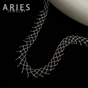 Aries 意大利工艺精致宽版蕾丝项链S925纯银镀金轻珠宝质感锁骨链
