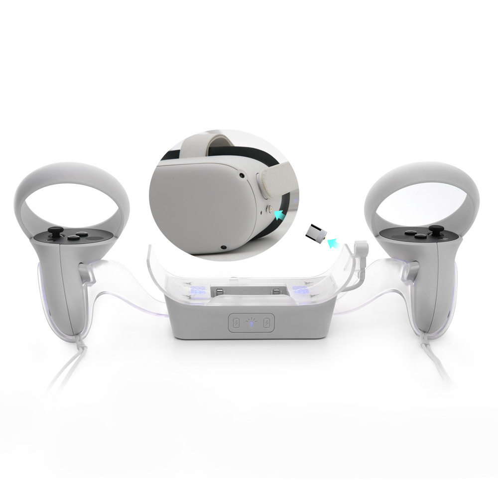 Oculus quest 2 VR头盔充电底座Oculus quesVR带蓝光手柄座充配件