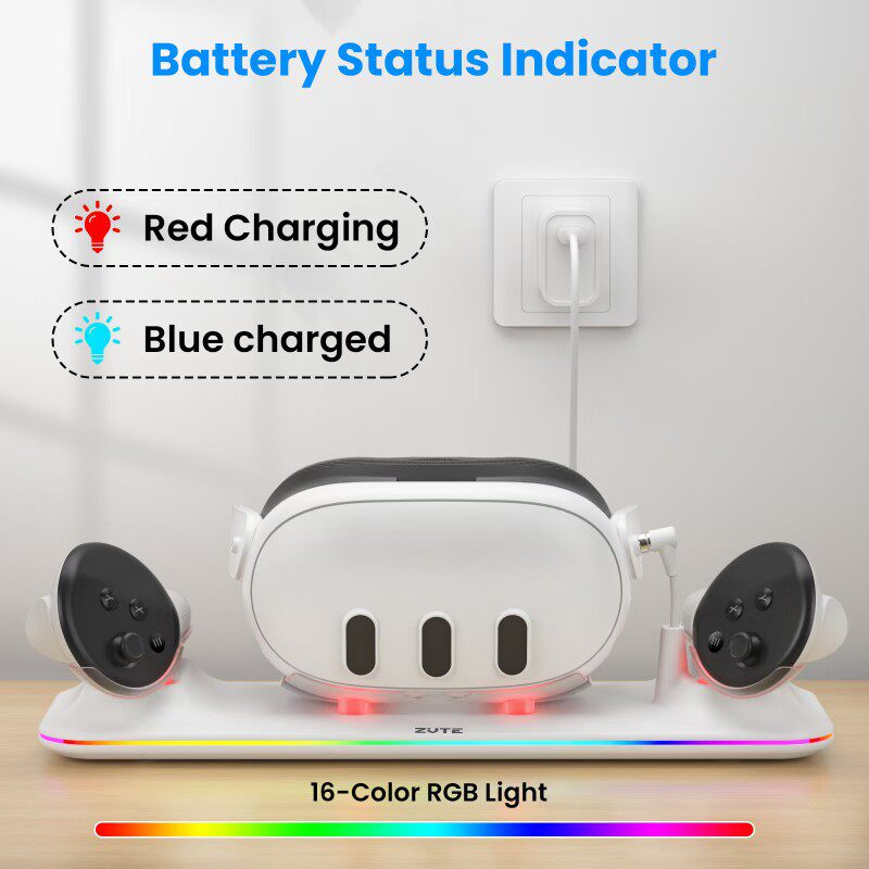 新款Meta quest3头戴充电底座带炫彩VR手柄充电座 游戏智能配件