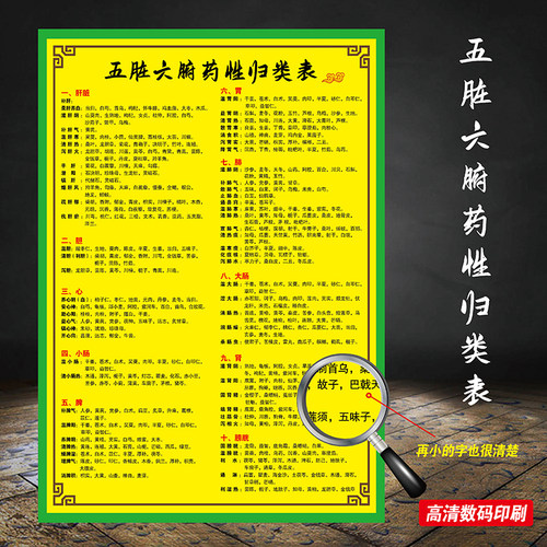 中医五脏六腑归类图新编对照表画