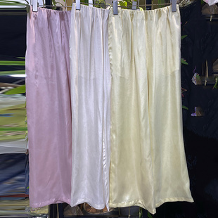 今年流行的爆款裤子女夏薄款女士缎面垂坠感铜氨丝宽松阔腿裤长裤