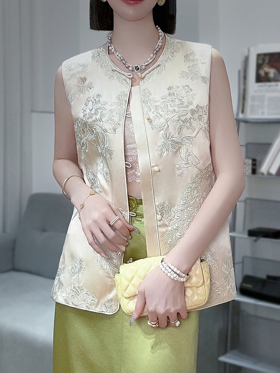 NEW CHINESE WOMENS TANG COSTUME HANFU NATIONAL STYLE VEST SHOULDER 2024 YOUNG TEMPERAMENT HORSE CLIP EMBROIDERED TOP SHIRT