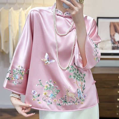 新中式唐装汉服旗袍国风刺绣上衣