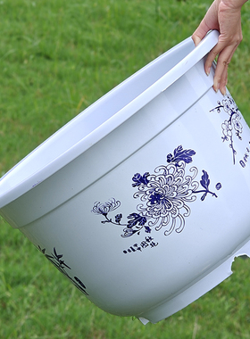 仿陶瓷花盆大号加厚无孔水培透气大口径圆形发财树绿植盆栽阳台盆