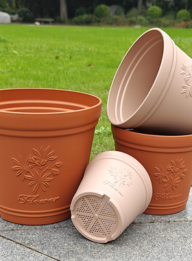 仿陶花盆浮雕花纹款加厚大口径透气月季镂空铁线莲盆栽阳台树脂盆