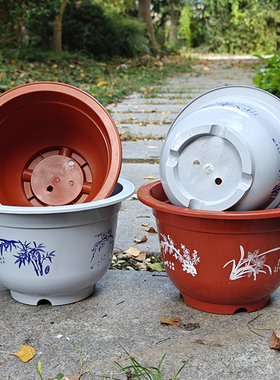 透气花盆圆形加厚多肉绿萝盆栽大口径仿陶环保塑料控根阳台育苗盆